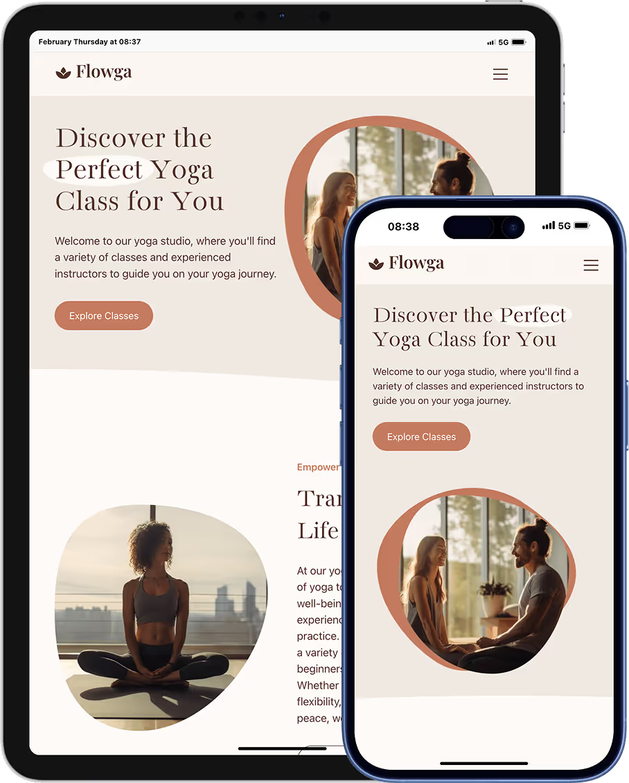 Flowga Yoga Studios on iPad and iPhone