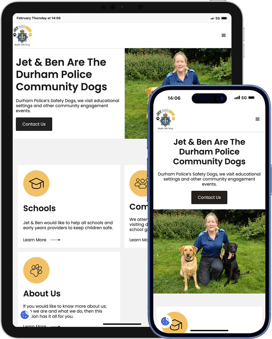 Jet and Ben Schools website on a MacBook